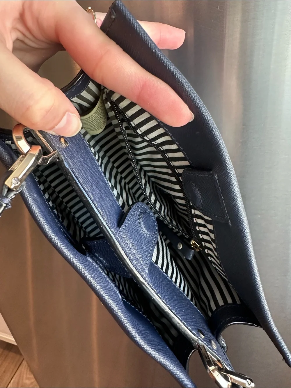Kate Spade Navy Saffiano Mini Top-Handle Shoulder Bag with Matching Wallet